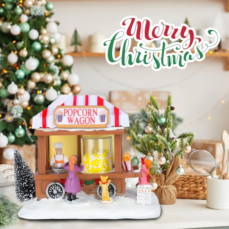CHONSUN Christmas Village Collectible Buildings Christmas Village Houses Popcorn House with LED Light Musical USB Indoor Figurines Decoration Indoor Xmas Decor - Image 3